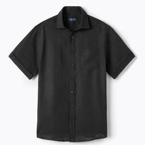 Proper Cloth Baird McNutt Irish 100% Linen Short Sleeve Shirt Men 3XL Black Slim